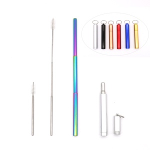 De paja de metal de acero inoxidable telescópica plegable de paja con el caso - Product Image 1