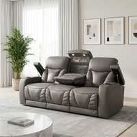 Canapé inclinable électrique 3 places en cuir véritable de luxe moderne pour salon