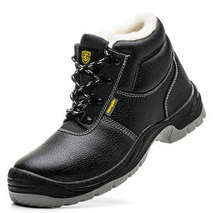 Erkek kış İş güvenliği botları hakiki deri çelik ayak inşaat için kaymaz fabrika iş PU örgü kumaş tabanlık - Product Image 4