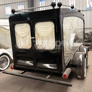 รถพ่วงบรรทุกศพแบบมีหลังคาพร้อมม่านขอบสีขาว เหมาะสำหรับการขบวนพาเหรดงานศพ - Product Image 6