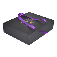 Boîte cadeau noire de luxe à tiroir coulissant pour lingerie, vêtements, fourrures et chaussettes, avec doublure en satin, gaufrage et pelliculage mat