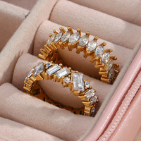 Bague d'éternité empilable Mylove personnalisée en laiton plaqué or 18 carats avec zircone cubique taille marquise et baguette pour femme, idéale pour mariage