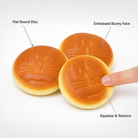 Jouet Squishy en forme de pain de dessin animé, à remontée lente, avec motif facial en relief, doré, anti-stress, décompression, décoration de bureau, cadeau