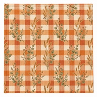 Serviette en lin et coton personnalisée imprimée 45x45cm |   Automne, terre cuite, gingham et motifs botaniques |   Impression numérique en gros
