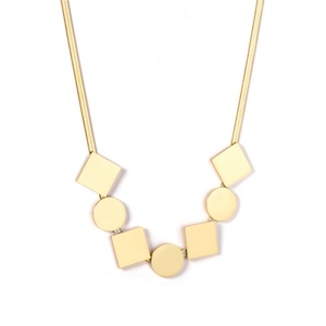 Hot Sale Waterproof Women Jewelry <b>Titanium</b> Steel Geometric square Round Charms Necklace - Product Image 4