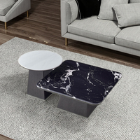 Gainesville Ensemble de tables basses modernes de luxe et écologiques pour le salon Combinaison de grandes tables d'appoint en métal avec dessus en pierre