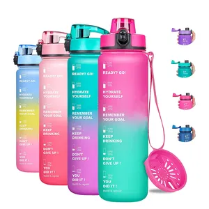 Gradient Leak Proof & Large 1 Liter 32 Unzen BPA-freie Wasser flasche mit Time Marker Fruit Infuser Sieb