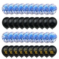 Kit de 40 ballons en latex métalliques noirs, blancs et argentés de 12 pouces pour mariage, Halloween, remise de diplôme, Noël, Nouvel An