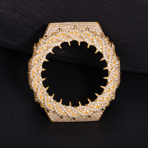 Montre G-Shocks GA2100 Iced Out VVS Moissanite avec boîtier en laiton plaqué or et pavé complet de diamants, bijoux hip-hop pour hommes - Product Image 3