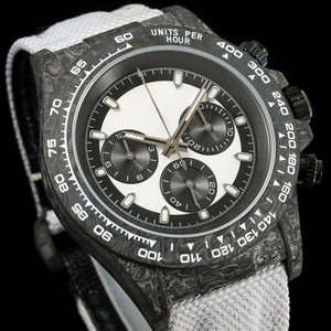 Magnifique <span class=keywords><strong>montre</strong></span> chronographe en carbone forgé noir, cadran rond Panda, <span class=keywords><strong>montre</strong></span> Orologio, <span class=keywords><strong>montre</strong></span> d'expédition ultime pour homme - Product Image 2