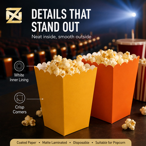 Nuove Scatole Monouso Riciclabili per Snack, <span class=keywords><strong>Popcorn</strong></span>, Patatine, Zucchero, Noodles - Personalizzabili in Cartone per Alimenti con Stampa a Caldo - Product Image 1