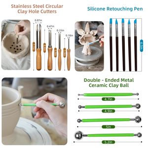 44 כלי חימר באיכות גבוהה פולימר כלי גילוף ערכות כלי קרמיקה ניתן להשתמש גרפיטי גילוף עיצוב כלי חרס - Product Image 3