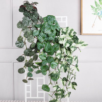 Plante artificielle murale en plastique, feuille dorsale de tortue, mini-fausse plante grimpante, décoration intérieure, feuilles de luzerne vertes