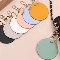 Porte-clés personnalisé avec initiales en relief, rond, monogramme personnalisé, lettre, couleur bonbon, charme de sac en PU, cadeau de mariage, cadeau d'anniversaire