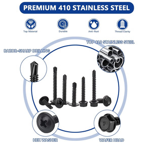 465pcs 410 Stainless Steel Self Tapping Screws Hex Washer Head Phillips Drive Imperial Size Metal Fasteners Boxed Set - Product Image 2