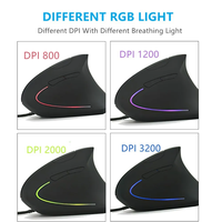 2026 Desain Ergonomis USB RGB Nirkabel Tangan Kanan Vertikal Mini 5.0 Mouse Optik 3000 DPI Gaming untuk Komputer PC Laptop