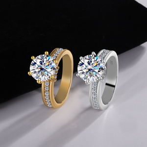 Anello Eternity in <span class=keywords><strong>Argento</strong></span> Sterling <span class=keywords><strong>925</strong></span> con Diamanti Moissanite VVS, Placcato in Rodio, Design GRA Popolare, Gioielli Unisex di Alta Qualità - Product Image 1