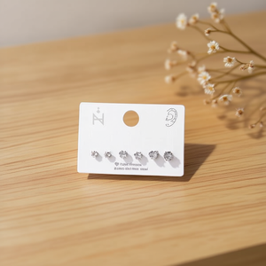 Orecchini con borchie in cristallo Z+ da 4 mm, 5 mm, 6 mm, con zirconi bianchi a forma di pesca, per donna, stile minimalista, da indossare tutti i giorni - Product Image 3