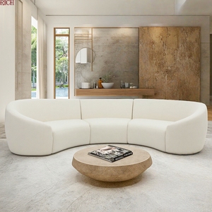 Sofá Seccional Curvo en Forma de Riñón, Moderno y Minimalista, para Sala de Estar, Hotel, Oficina, Eventos, Media <span class=keywords><strong>Luna</strong></span>, Redondo, de Terciopelo y Lino - Product Image 1