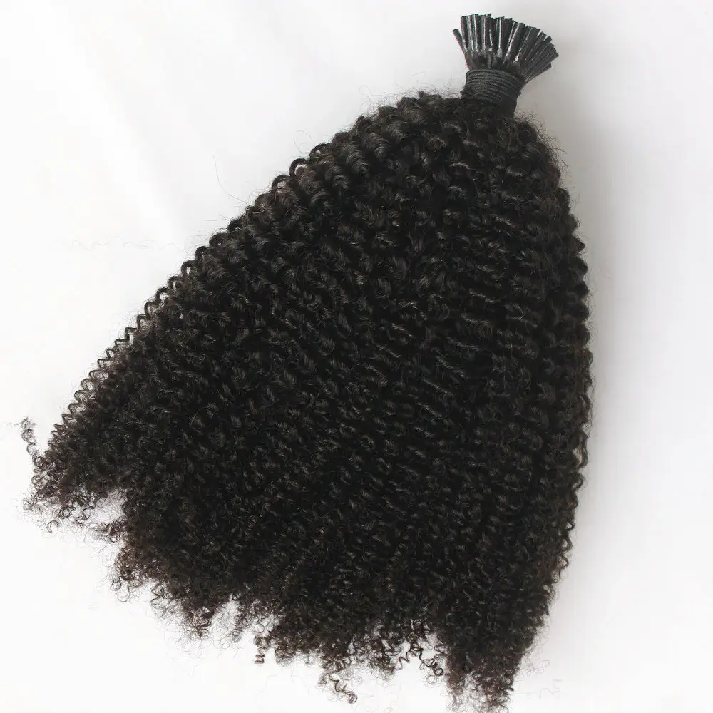 Indisches unverarbeitetes rohes menschliches Haar I Tip Extension Virgin Hair 4C Curly Afro Curly