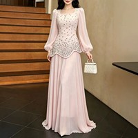 Robe de soirée perlée à la main, costume de banquet, robe de mariée, robe de fête du Ramadan, fournisseur en gros, caftan de luxe perlé à la main, coloré