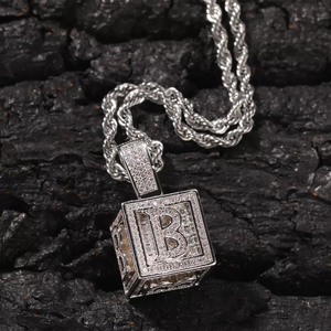 Pendentif de lettres initiales en <span class=keywords><strong>orgonite</strong></span>, plaqué or 14k, dés carrés cz, diamant glacé, collier de lettres, vente en gros - Product Image 3