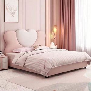 Cama Infantil Moderna Estilo Castillo, Tamaño Completo, Diseño de Madera Confortable, Tapicería de Algodón, para Dormitorio de Niñas, Decoración de Habitación Juvenil, Estilo Soñador - Product Image 2