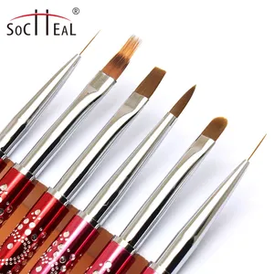 Juego de pinceles Nail Art con mango de Metal y Diamante rojo, Gel de nailon de alta calidad, delineador UV, pintura 3D acrílica, novedad de <span class=keywords><strong>2022</strong></span> - Product Image 6