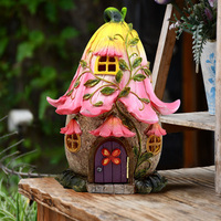 Lampe solaire Miniature, jardin féerique enchantée, trompette, lys, chalet, maison avec porte mobile, Figurine
