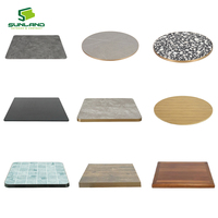 Tablero de Mesa Multimaterial de Piedra Sinterizada, Terrazo, HPL, Madera, para Interiores y Exteriores, Superficie de Mesa de Comedor, Formas Personalizadas