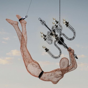 Arte scultura figurina <span class=keywords><strong>oro</strong></span> rosa acrobata luci a sospensione a rete modello 3D lampadario <span class=keywords><strong>donna</strong></span> lampada a sospensione candela - Product Image 2
