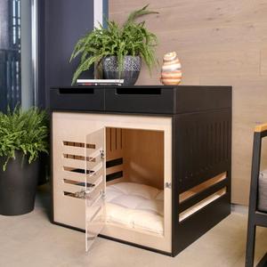 Cama Elevada de Madera para Mascotas de Interior, Antideslizante, con Funda Floral Extraíble, Pequeña, para Perros, con Algodón de Memoria y Accesorios Metálicos - Product Image 3