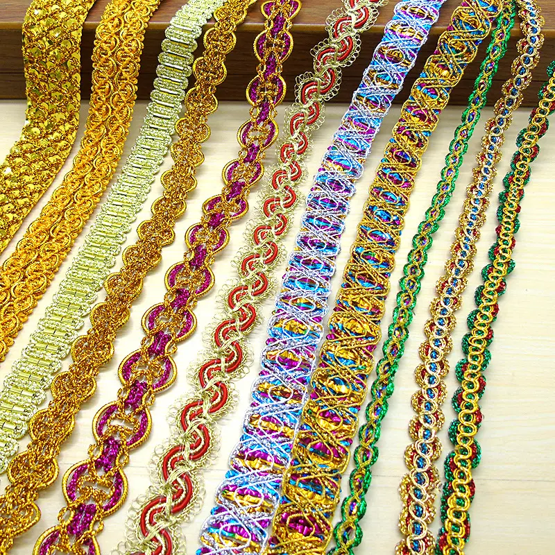 appliques and trimmings vintage metallic braid gold lace ribbon for clothes accessories