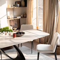Table à manger à succès, plateau de table en pierre frittée, meubles de maison modernes moins chers, ensembles de tables à manger extensibles