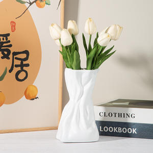 ताजा हाइड्रोपोनिक सिमुलेशन फूल व्यवस्था क्रीम पवन कपड़ा बैग ट्यूलिप के साथ लिविंग रूम सजावट के लिए - Product Image 2