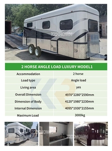 Remolque Estándar de 2 Ejes con Rampa, Remolques de Transporte Galvanizados de Lujo en Venta, Carretas para Caballos - Product Image 2