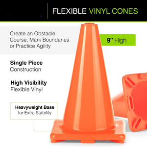 Cono de Vinilo Naranja de Alta Visibilidad CITICITY de 9 Pulgadas, Cono de Seguridad Flexible para Entrenamiento Deportivo CITICITY - Product Image 3