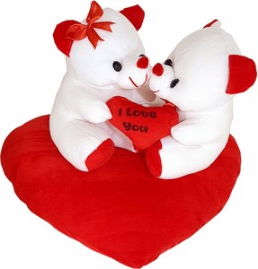 Ours en peluche de couple de saint-valentin tenant le cœur rouge <span class=keywords><strong>jouet</strong></span> en peluche ours en peluche blanc avec coeur rouge brodé sur la poitrine - Product Image 4