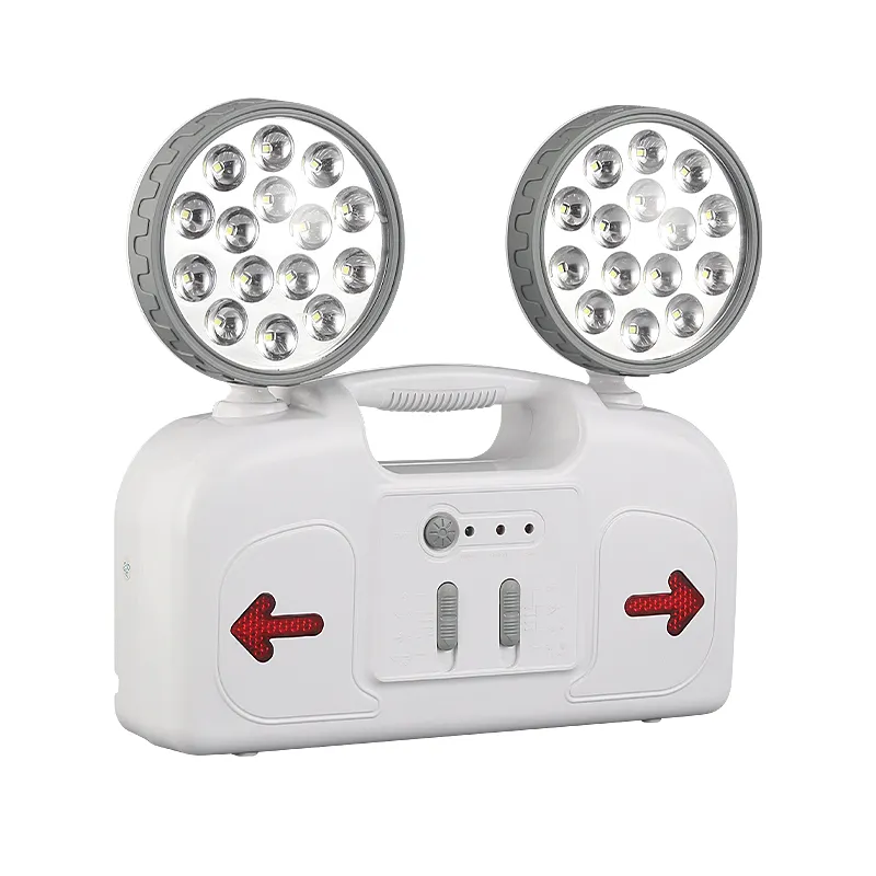 Portable 2x3W fire exit sign LED light emergency with two spot adjustable heads battery backup emergency light