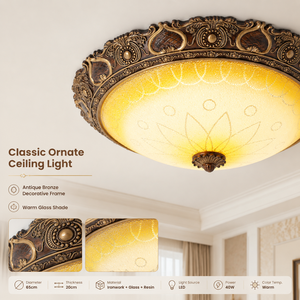 Plafonnier LED encastré en or européen, 40W, en verre chaud, résine et fer forgé, pour salon, chambre à coucher, décoration intérieure - Product Image 2