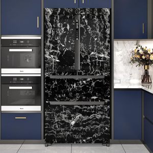 ORON Carta da Parati Nera di Lusso a Basso Prezzo, <span class=keywords><strong>Adesivi</strong></span> Murali 3D Autoadesivi, Pellicola in Vinile Effetto Marmo per Mobili da Cucina e Decorazione Casa - Product Image 6