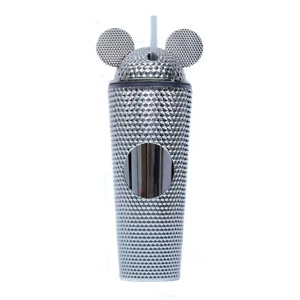 Taza de rejilla de diamante Durian de 24oz, tazas de café negras mate de plástico de piña, tapa de ratón tachonada para vaso - Product Image 6