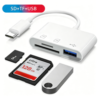 Lecteur de cartes OTG série complète 5-en-1, adaptateur Type-C, lecteur de cartes mémoire SD/TF, connecteur USB, adaptateur de téléphone externe multifonctionnel