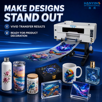 Imprimante UV DTF HY-303UV 30cm, 3 têtes XP600, machine à étiquettes autocollantes en cristal pour verre, acrylique, métal, bouteilles