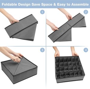 Non Woven Fabric Foldable Grey Chevron Pattern Storage Organize <strong>Underwear</strong> <strong>Organizer</strong> - Product Image 2