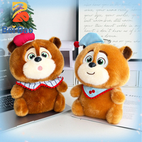Peluche personnalisée, ours mignon, jouet en peluche, animal en peluche doux avec chapeau, ours en peluche de dessin animé personnalisable en stock pour cadeau d'enfant