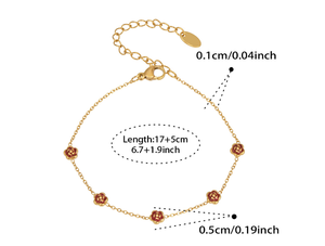 Pulsera de cadena con flores chapada en oro para mujer, joyería romántica de aleación - Product Image 3