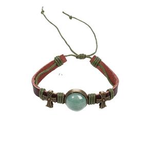 <span class=keywords><strong>Bracelet</strong></span> en cuir avec breloques pour femme, pierres précieuses, fait main, minimaliste, bohème, croix authentique, taille ajustable, cadeau pour elle - Product Image 4