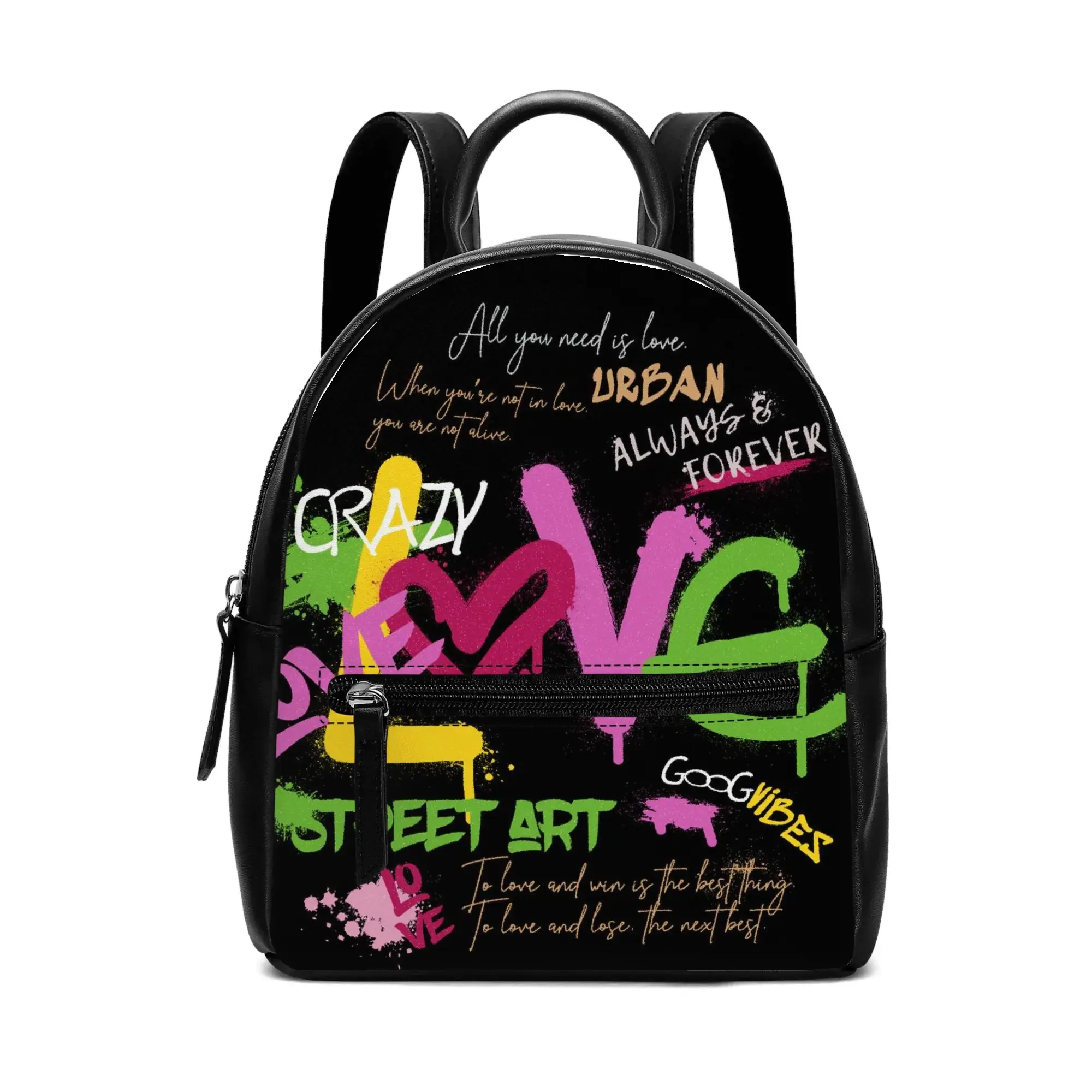 Hot Sale School Mini Pu Leather custom printing Backpack Women Fashion Backpack Purses Small School Bags For Girls Travel Bag