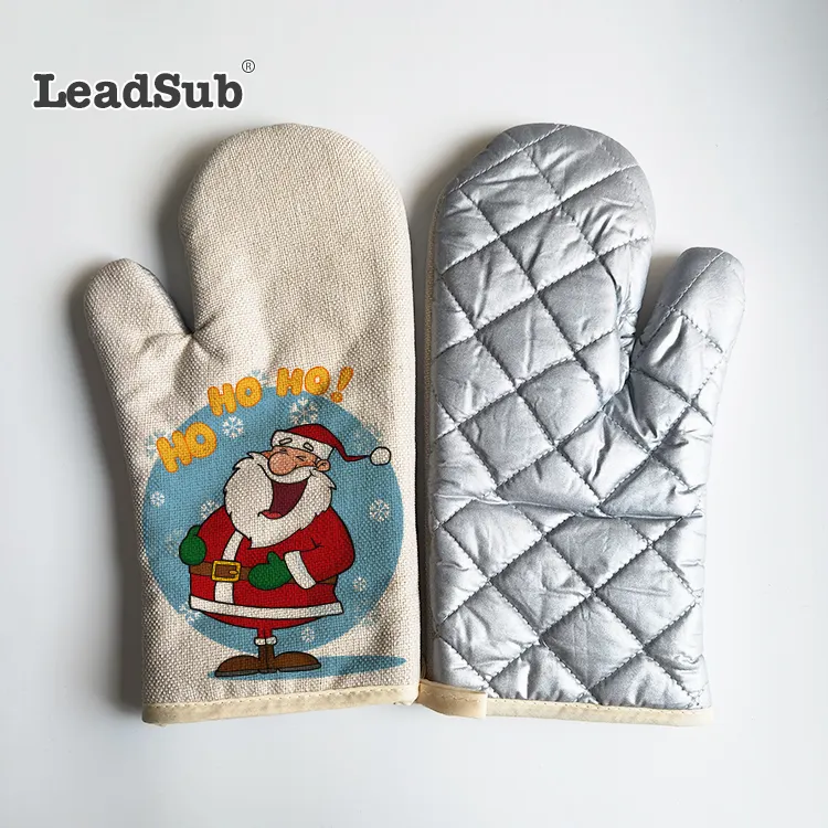 Noel mikrodalga fırın eldivenleri duo anti-haşlanma yüksek sıcaklık ısı yalıtım fırın keten pamuk eldivenler